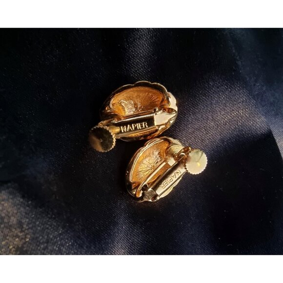 Vintage NAPIER 1990s Signed Gold Toned Earrings - Picture 5 of 7